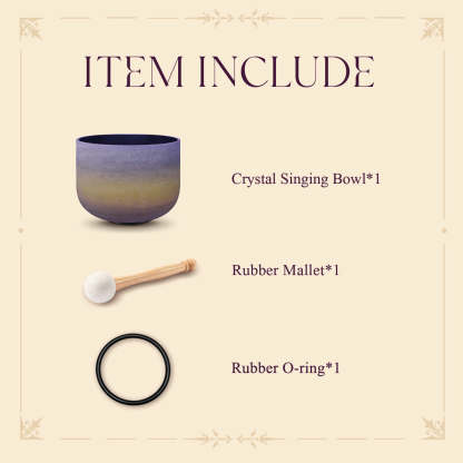 CVNC A Note Third-eye Chakra Rainbow Colored Frosted Crystal Singing Bowl For Chakra Healing Meditation