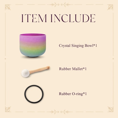 CVNC B Note Crown Chakra Rainbow Colored Frosted Crystal Singing Bowl For Chakra Healing Meditation
