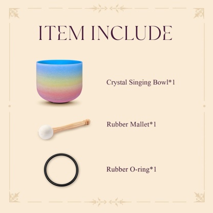 CVNC G Note Throat Chakra Rainbow Colored  Frosted Crystal Singing Bowl For Chakra Healing Meditation