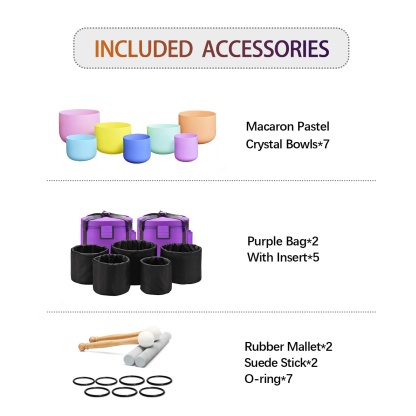 CVNC Macaron Artist Pastel Collections 6-12 Inch Crystal Singing Bowl Set With Carrier Bag For Chakra Healing Meditation