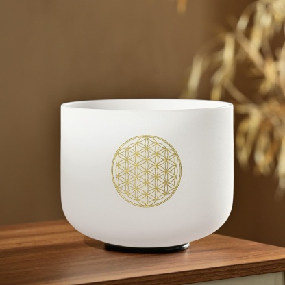CVNC 528Hz Note C Flower Of Life Frosted Crystal Singing Bowl