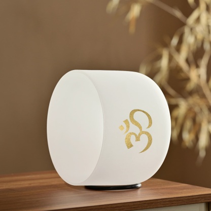 CVNC Prefect Pitch 432Hz Chakra OM Symbol Frosted Quartz Crystal Singing Bowl For Meditation Healing