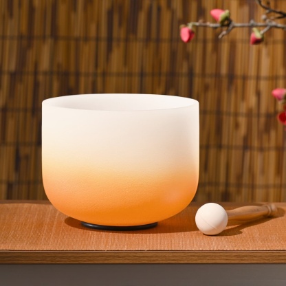 CVNC D Note Sacral Chakra Orange Aria Gradient Design Crystal Singing Bowl For Sound Healing