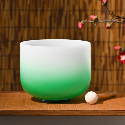 CVNC F Note Heart Chakra Green Aria Gradient Design Crystal Singing Bowl For Chakra Healing Meditation