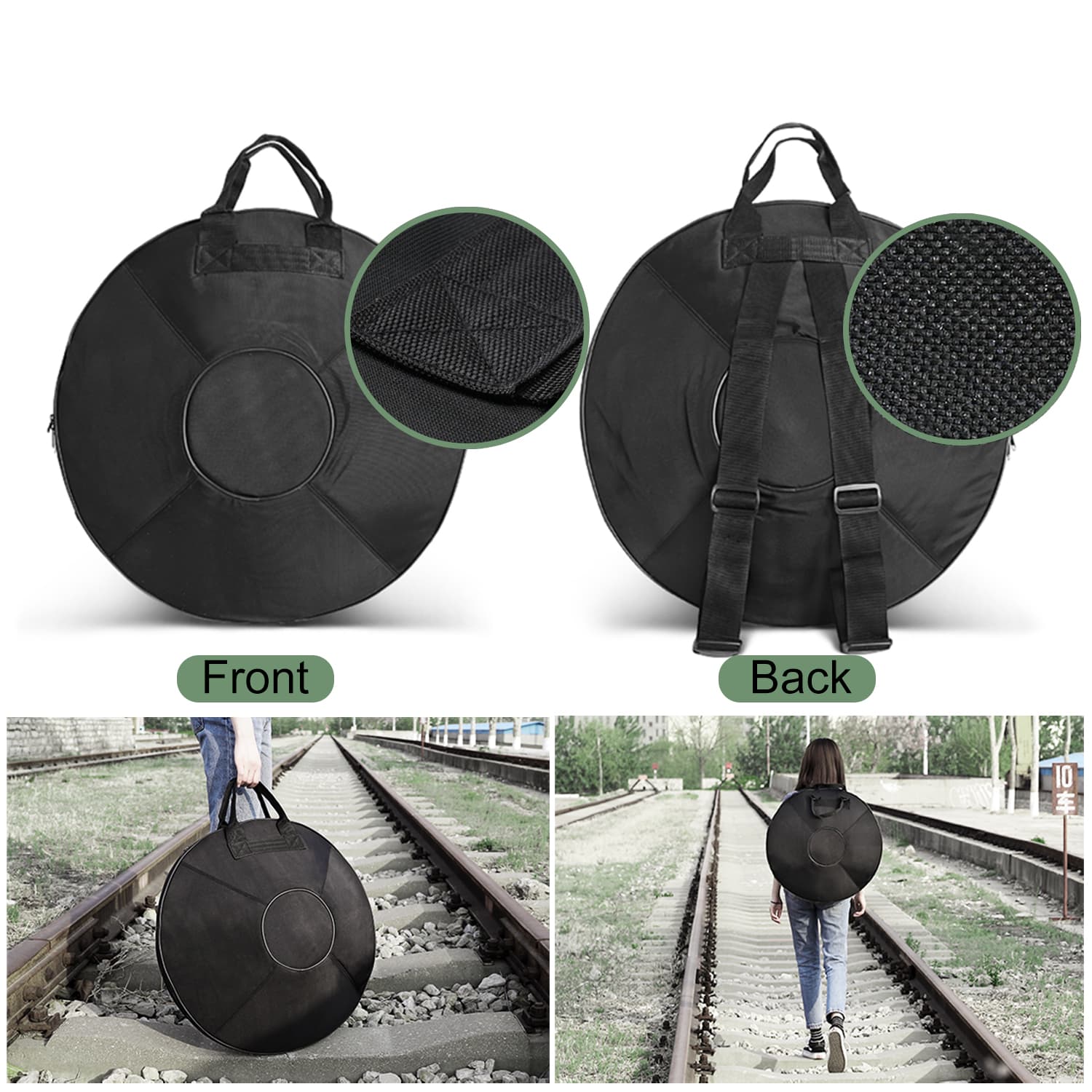 CVNC Harmonic Handpan Black Color 9 Notes Steel Tongue Percussion Drum 22 Inch With Free Bag For Meditation Healing