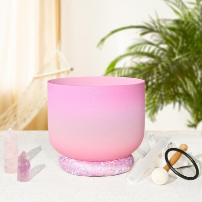 CVNC Prefect Pitch 432Hz F Note Heart Chakra Candy Color Frosted Crystal Singing Bowl For Chakra Healing Meditation