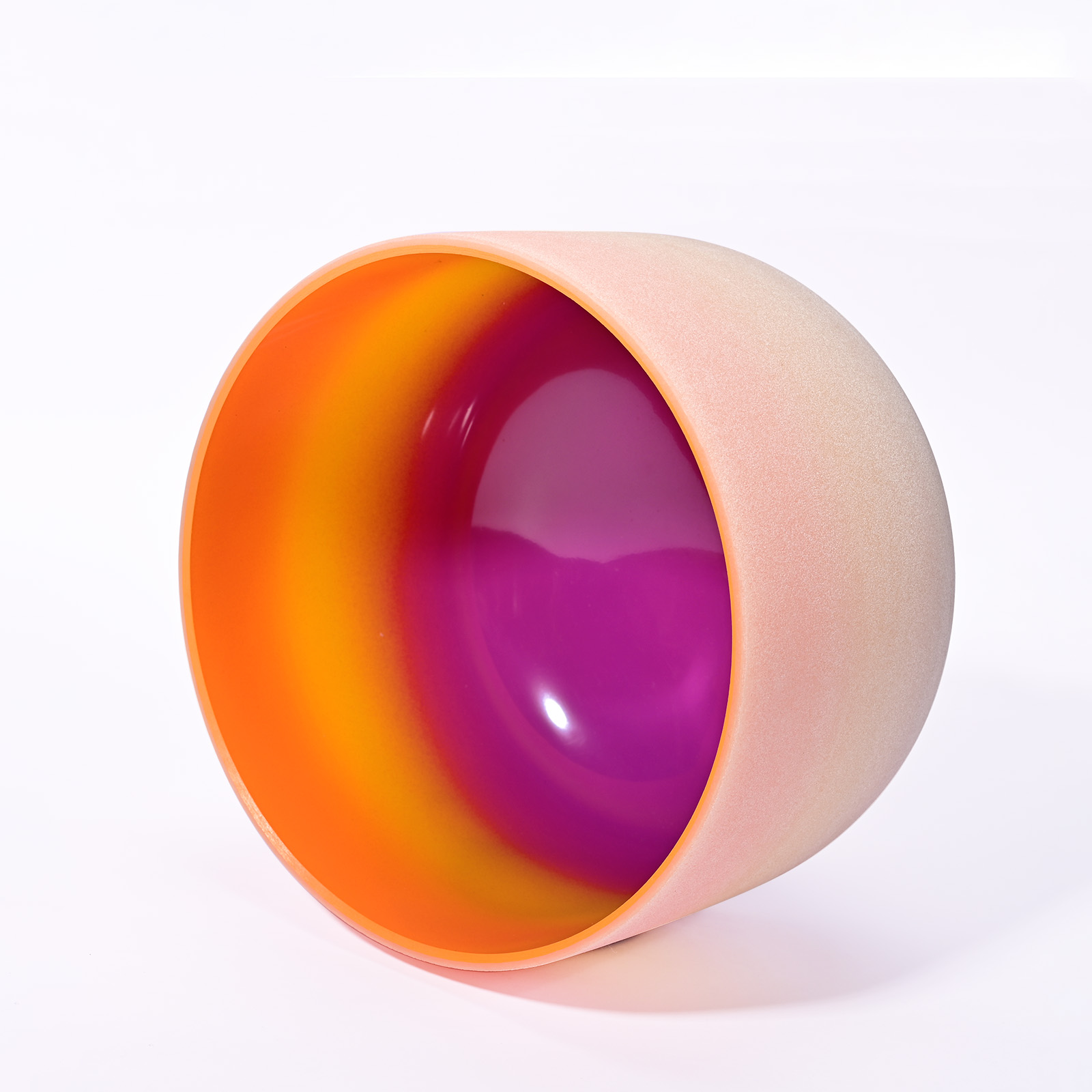 CVNC D Note Sacral Chakra Rainbow Colored Frosted Crystal Singing Bowl For Sound Healing
