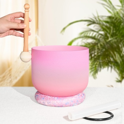 CVNC Prefect Pitch 432Hz F Note Heart Chakra Candy Color Frosted Crystal Singing Bowl For Chakra Healing Meditation