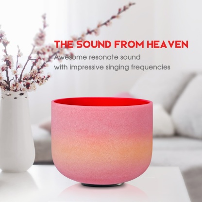 CVNC C Note Root Chakra Rainbow Colored  Frosted Crystal Singing Bowl For Chakra Healing Meditation