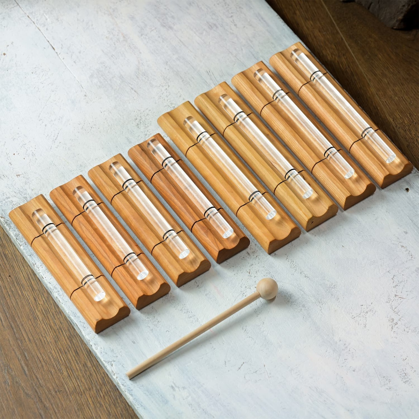 Crystal Bar Chime Set Chakra Energy for Meditation