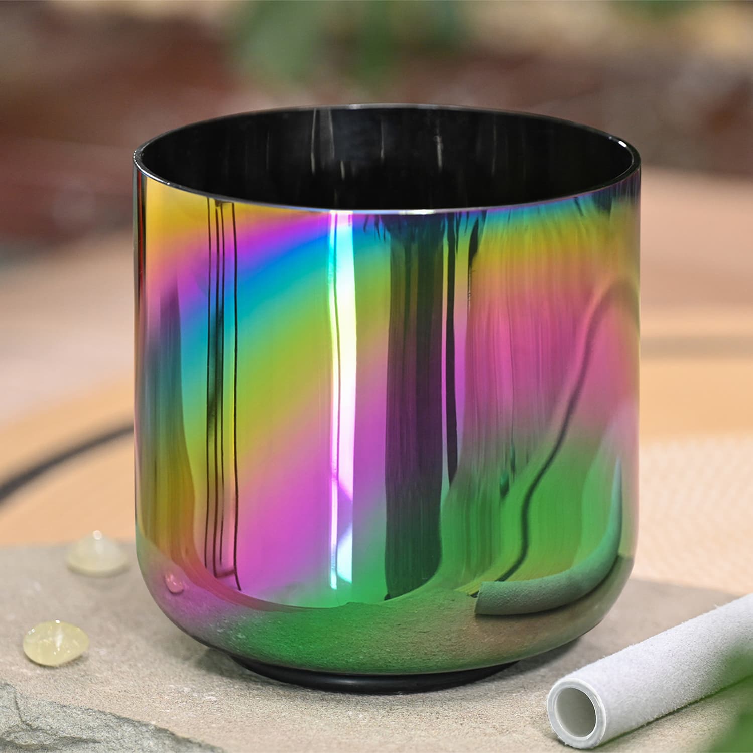 CVNC Aurora Borealis Alchemy Singing Bowl with Carrier Bag For Chakra Healing Meditation