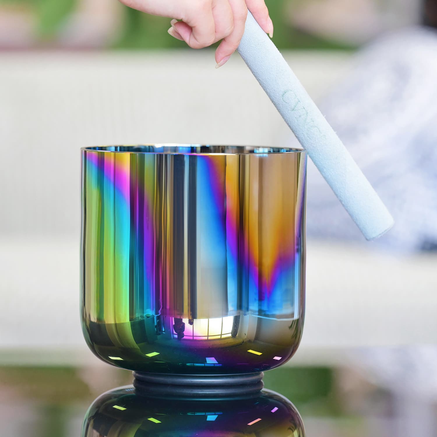 CVNC Aurora Borealis Alchemy Singing Bowl with Carrier Bag For Chakra Healing Meditation