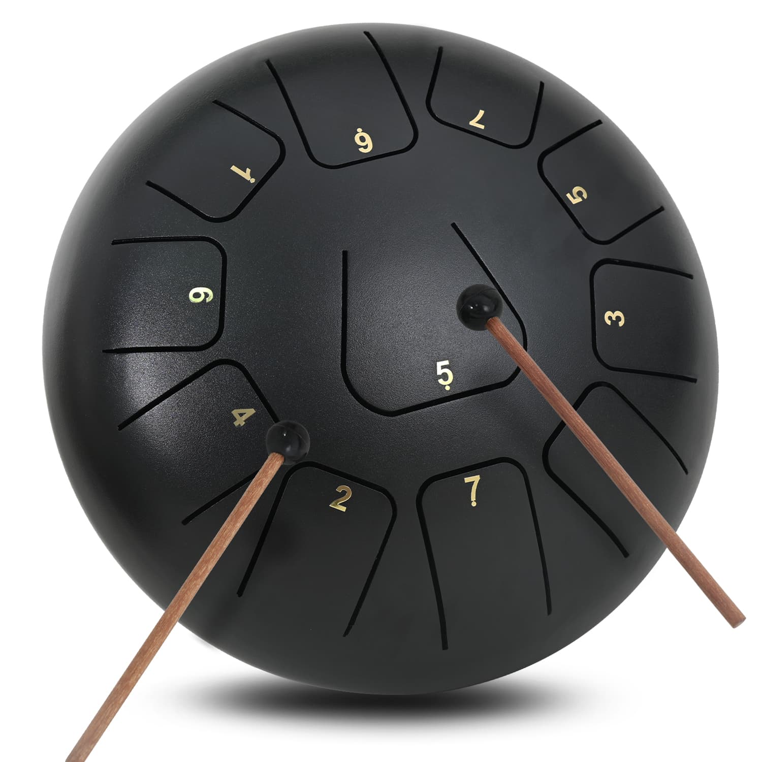 CVNC Steel Tongue Drum 10 Inches 11 Notes, Hand Drum with Bag, Music Book, Drumsticks, Mallet Holder and Finger Paddles, Continuous Echo for Meditation or Yoga (Black)