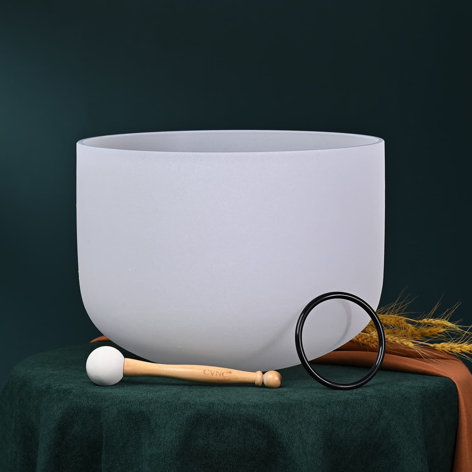 CVNC 16 Inch Frosted White Crystal Singing Bowl For Sound Healing