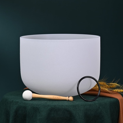 CVNC 16 Inch Frosted White Crystal Singing Bowl For Sound Healing