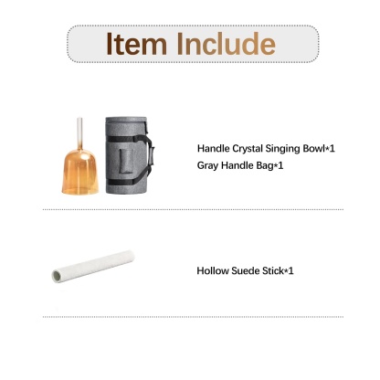 CVNC Handle Clear Golden Tea Crystal Singing Bowl With Carrier Bag For Chakra Healing Meditation