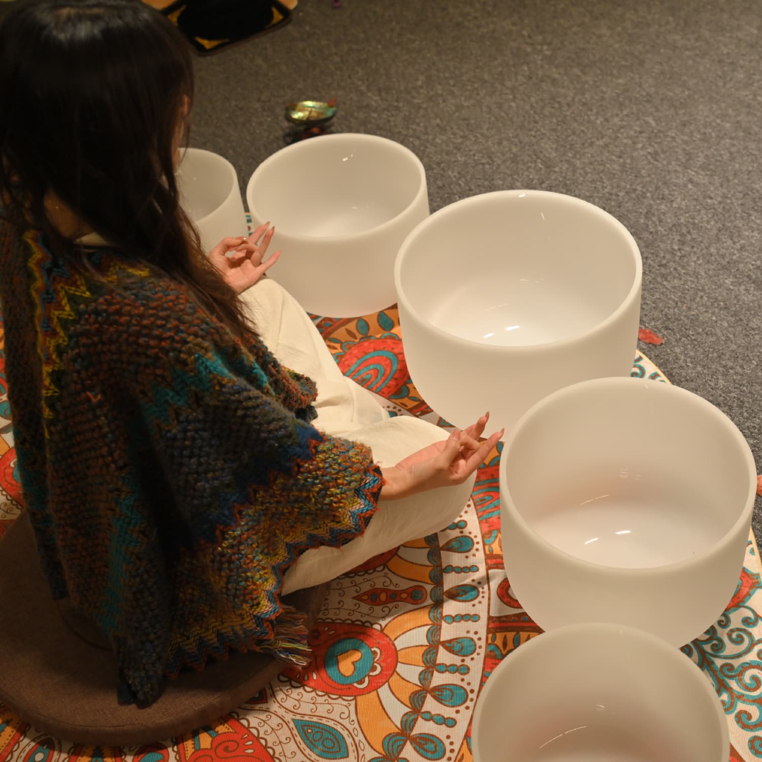 CVNC 7 PCS 9-16 Inch Frosted Crystal Singing Bowl Set With Carrier Bag For Sound Healing