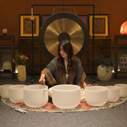 CVNC 7 PCS 9-16 Inch Frosted Crystal Singing Bowl Set With Carrier Bag For Sound Healing