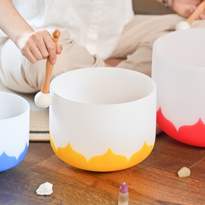 CVNC 6-12 Inch 7 PCS Lotus Symbol Crystal Singing Bowl Set With Carrier Bag For Sound Healing