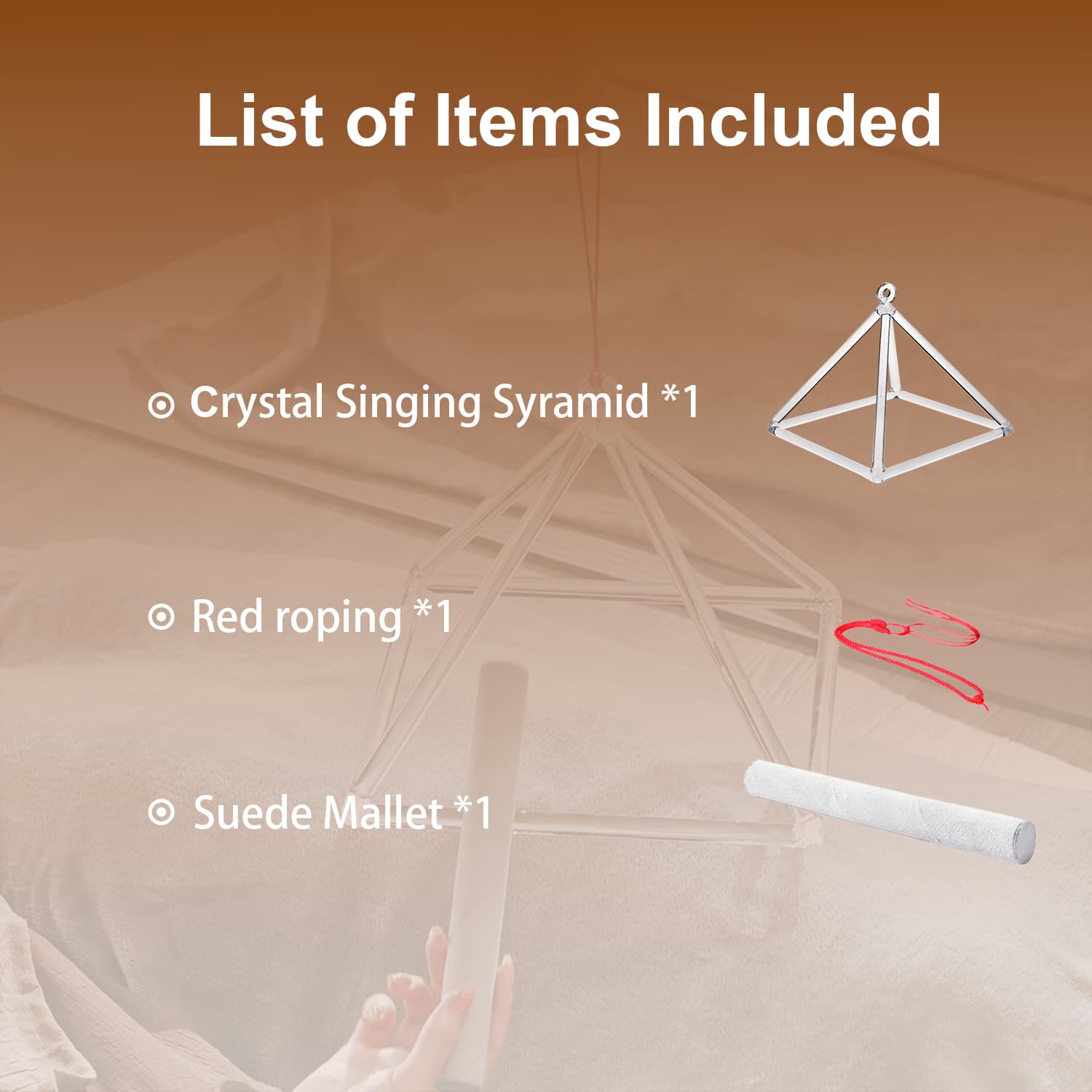 CVNC Triangle Clear Crystal Singing Pyramid With Carrier Bag For Meditation Healing