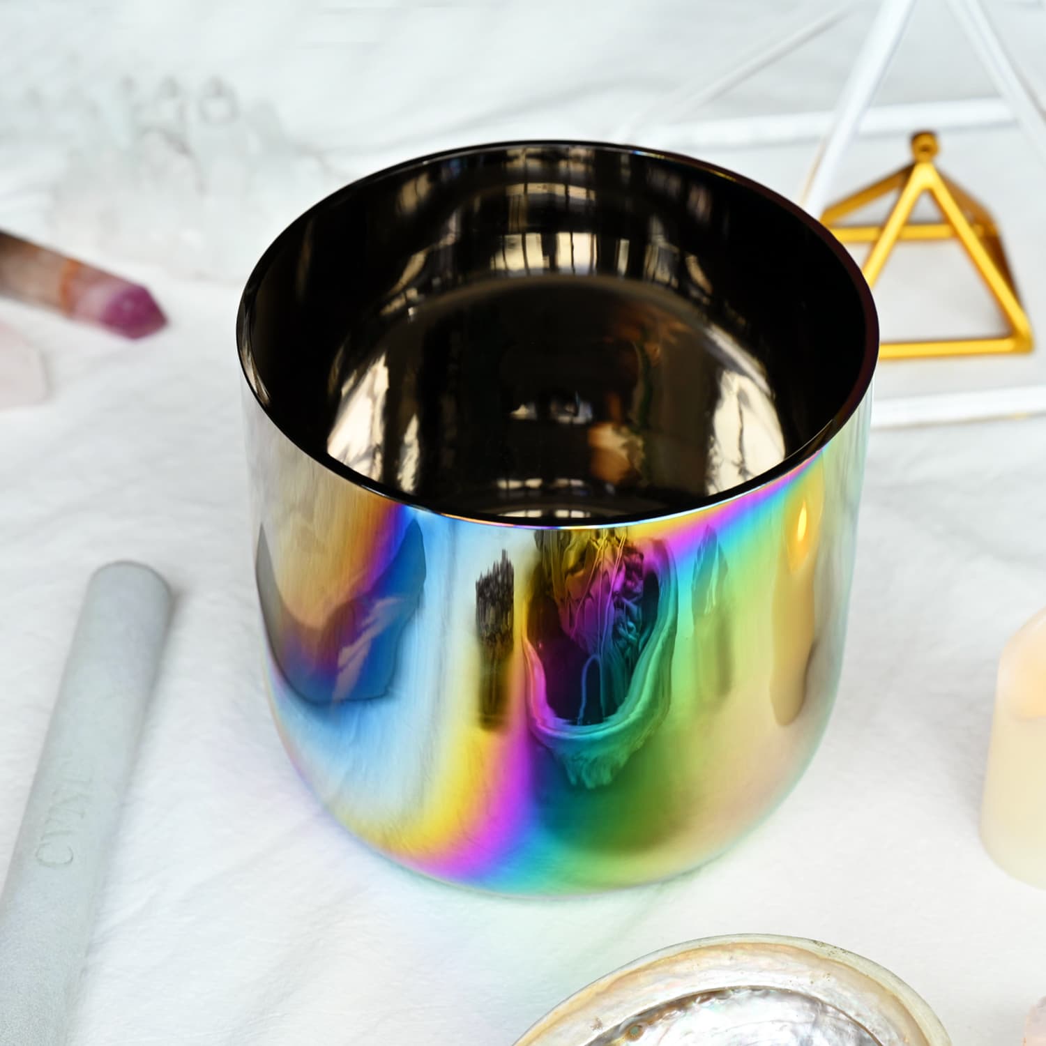 CVNC Aurora Borealis Alchemy Singing Bowl with Carrier Bag For Chakra Healing Meditation