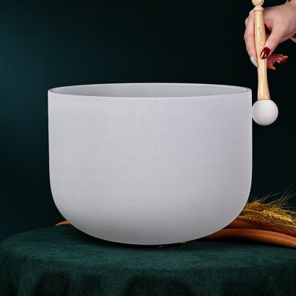 CVNC 16 Inch Frosted White Crystal Singing Bowl For Sound Healing