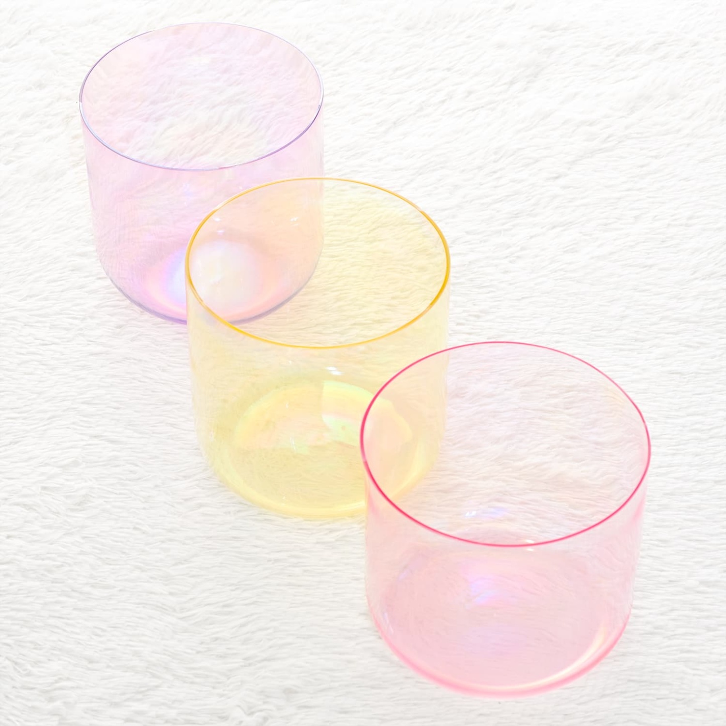 CVNC B" E" C" Alchemy Cosmic Light Clear Crystal Singing Bowl Set with Carrier Bag For Meditation Healing