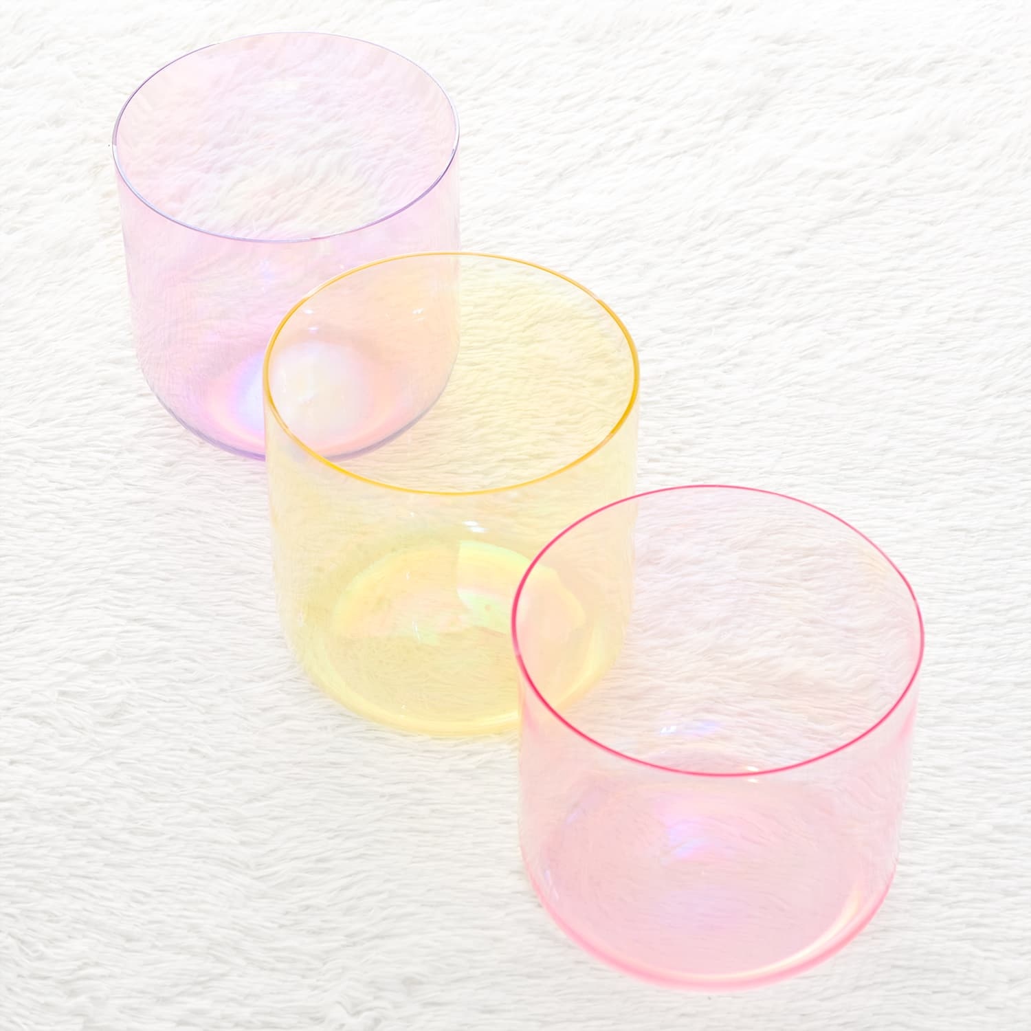 CVNC B" E" C" Alchemy Cosmic Light Clear Crystal Singing Bowl Set with Carrier Bag For Meditation Healing