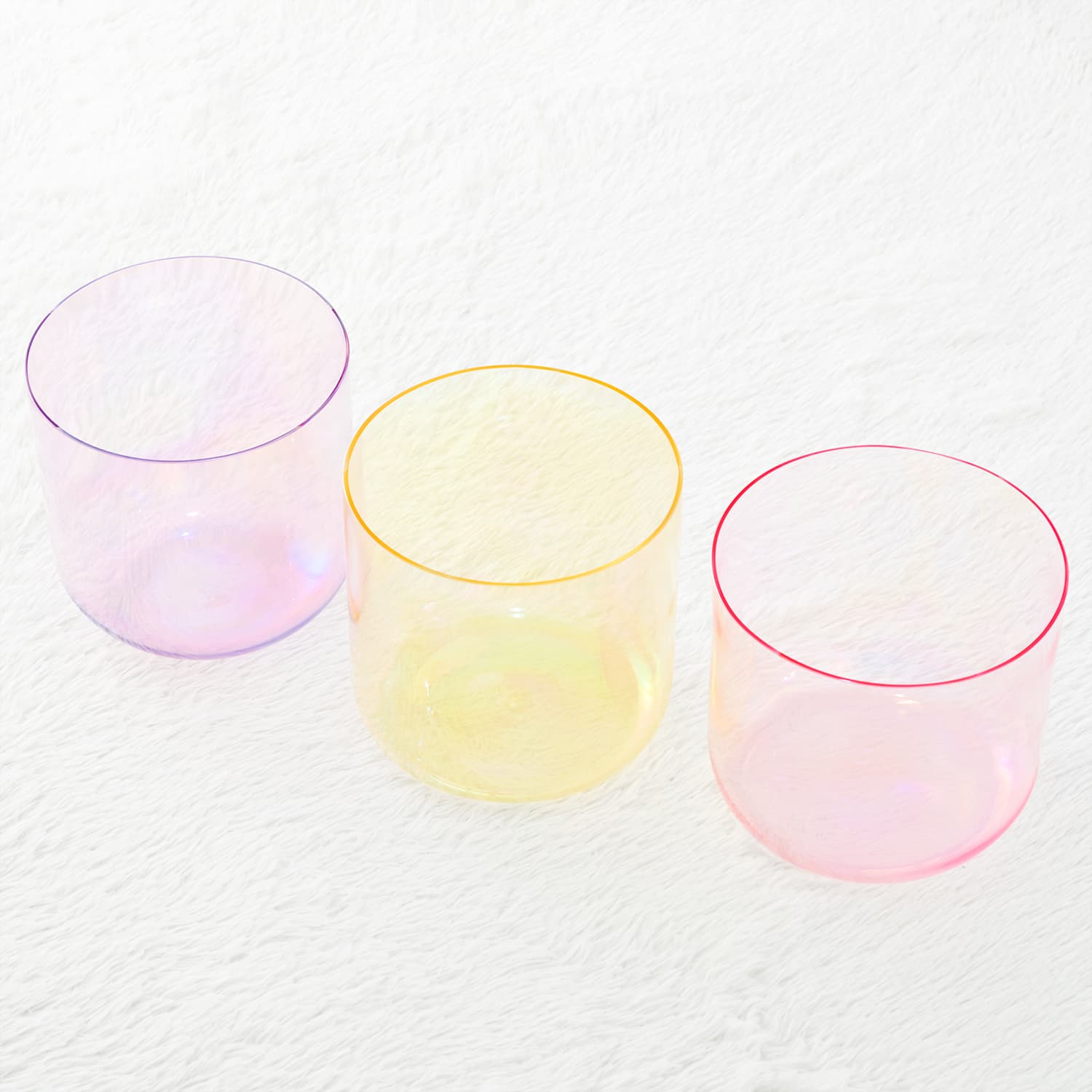 CVNC B" E" C" Alchemy Cosmic Light Clear Crystal Singing Bowl Set with Carrier Bag For Meditation Healing