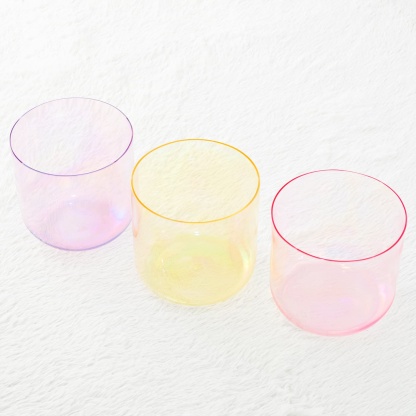 CVNC B" E" C" Alchemy Cosmic Light Clear Crystal Singing Bowl Set with Carrier Bag For Meditation Healing