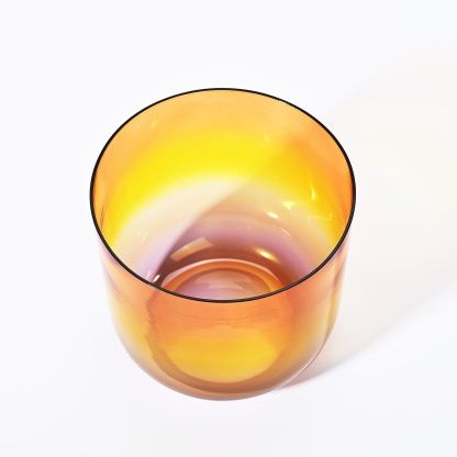 CVNC Alchemy Clear Rainbow Orange Sacral Chakra Singing Bowl with Carrier Bag For Meditation Healing