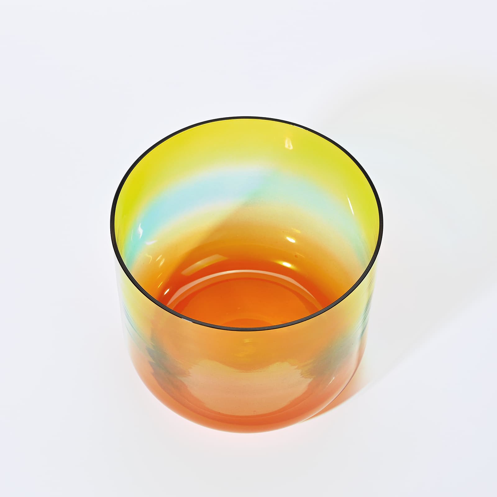 CVNC Alchemy Clear Rainbow Yellow Solar Plexus Chakra Crystal Singing Bowl with Carrier Bag For Meditation Healing