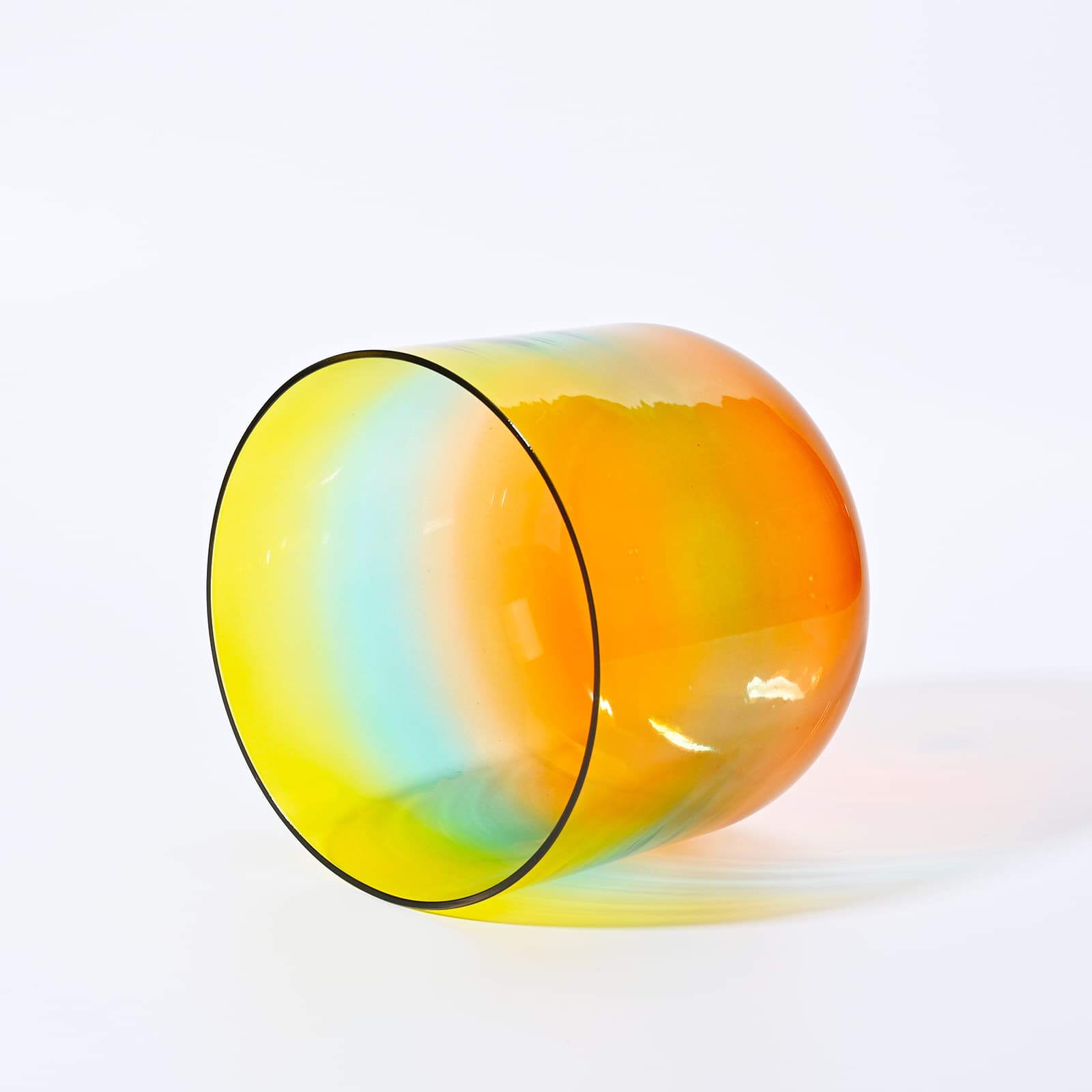 CVNC Alchemy Clear Rainbow Yellow Solar Plexus Chakra Crystal Singing Bowl with Carrier Bag For Meditation Healing