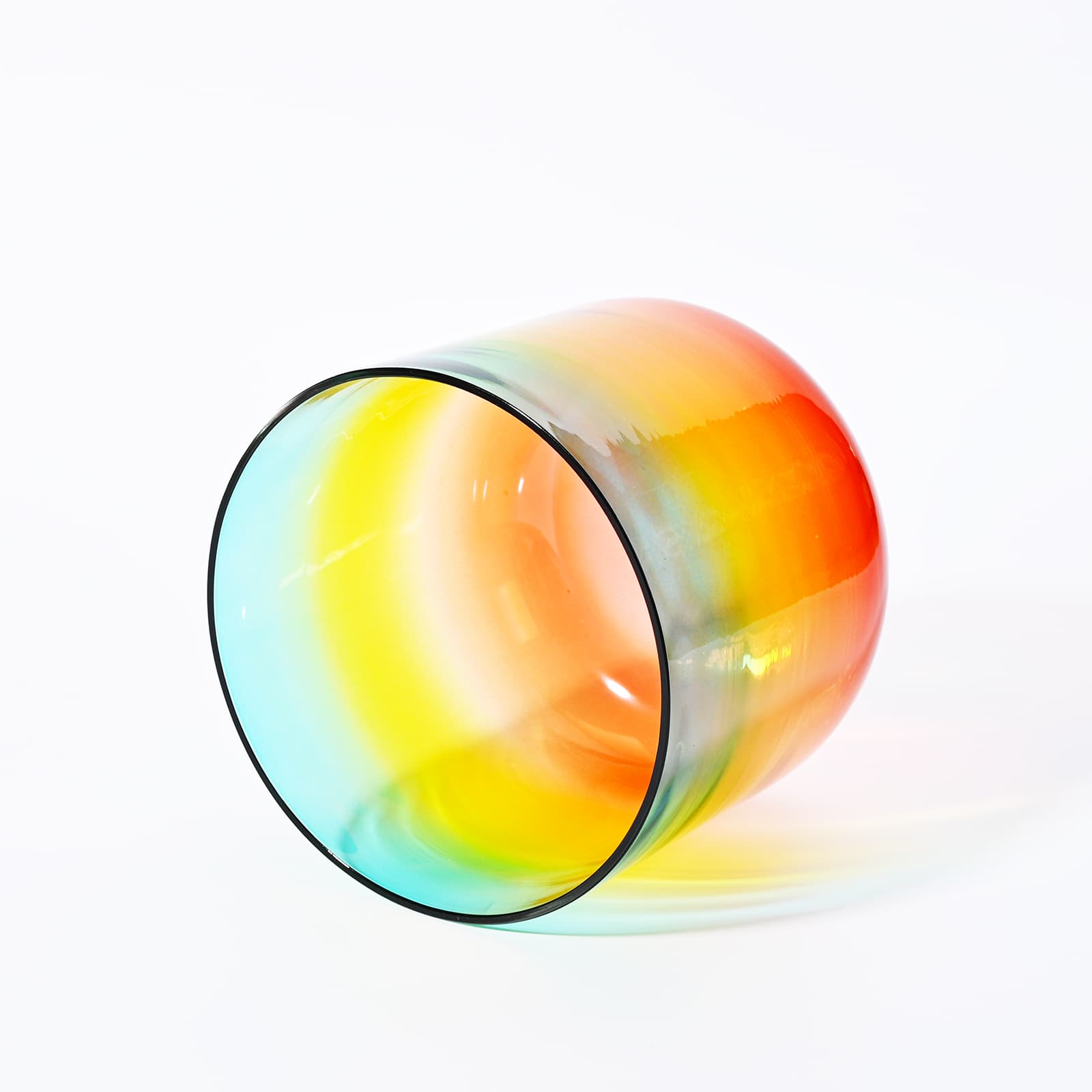 CVNC Alchemy Clear Rainbow Blue Throat Chakra Crystal Singing Bowl with Carrier Bag For Meditation Healing