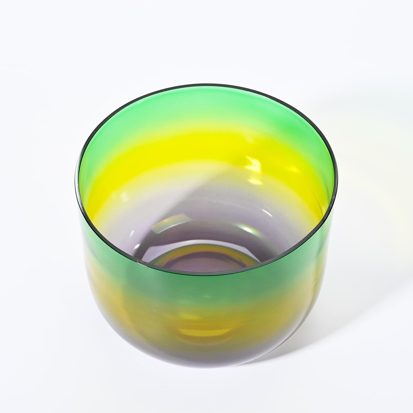 CVNC Alchemy Clear Rainbow Green Heart Chakra Crystal Singing Bowl with Carrier Bag For Meditation Healing