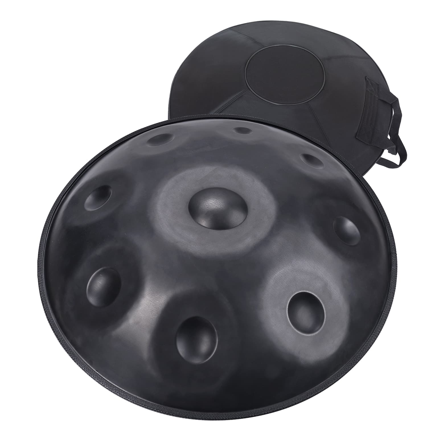 CVNC Harmonic Handpan Black Color 9 Notes Steel Tongue Percussion Drum 22 Inch With Free Bag For Meditation Healing