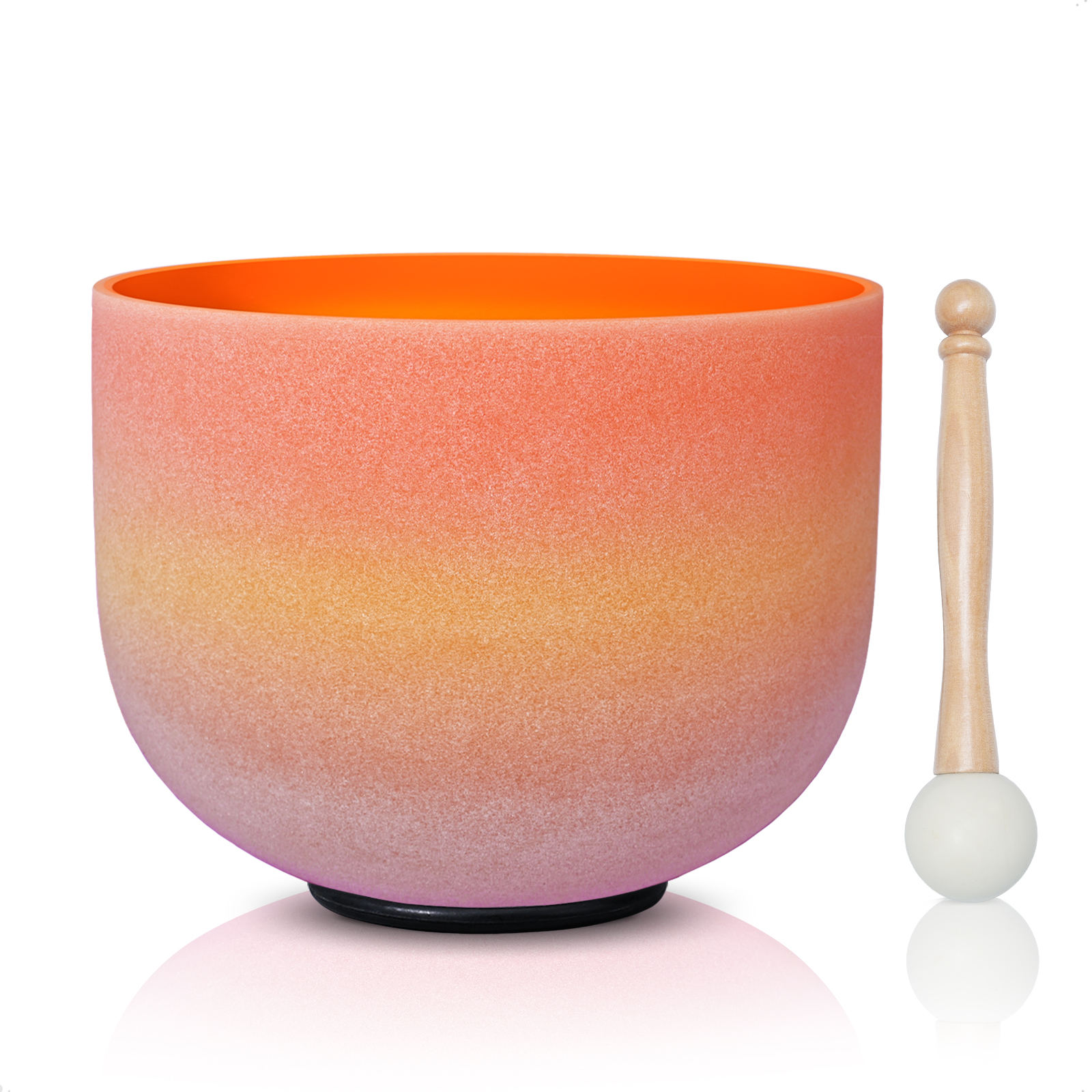 CVNC D Note Sacral Chakra Rainbow Colored Frosted Crystal Singing Bowl For Sound Healing