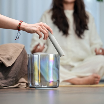 CVNC Crystal Vast Star Field Alchemy 432 Hz Perfect Pitch Crystal Singing Bowl with Carrier Bag For Sound Healing