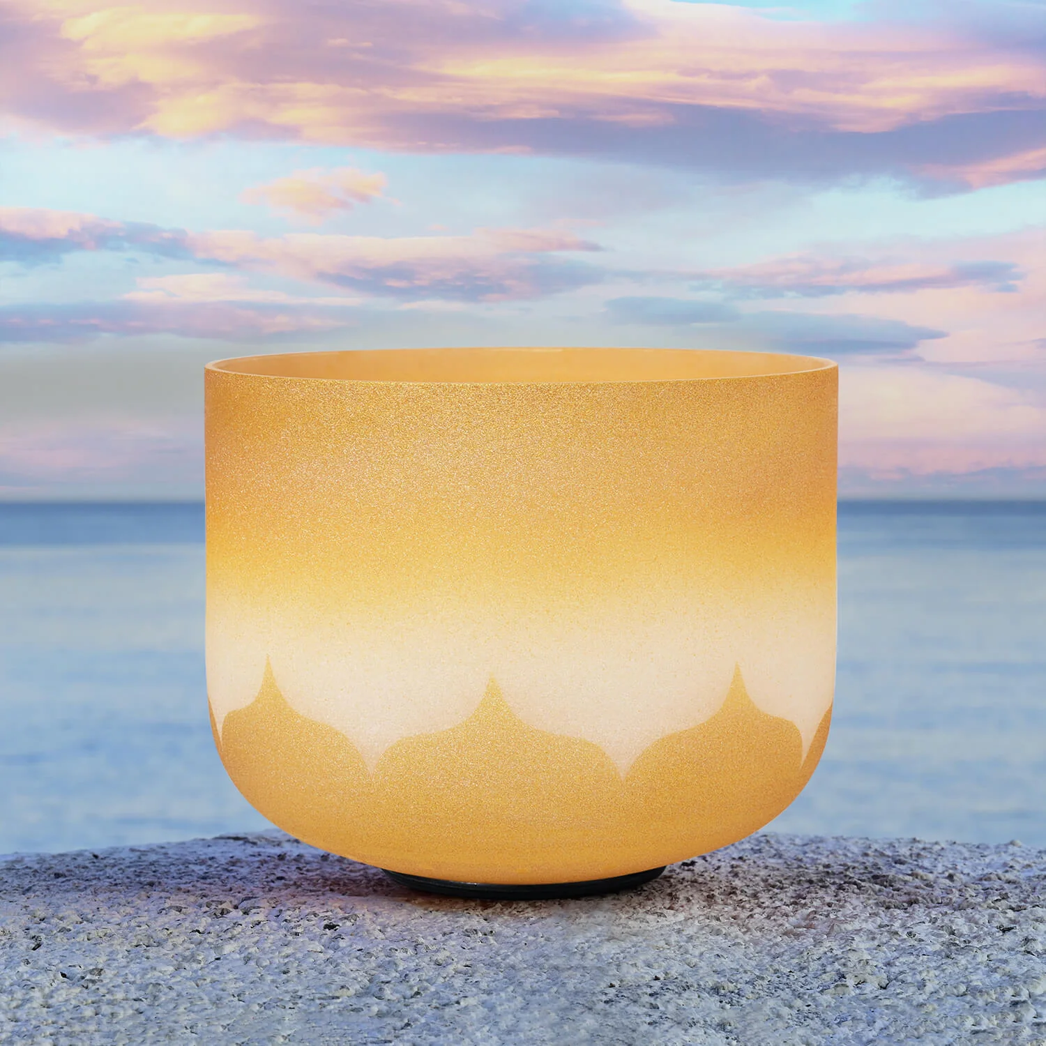 CVNC E Note Solar Plexus Chakra Golden Lotus Design Crystal Singing Bowl For Chakra Healing Meditation