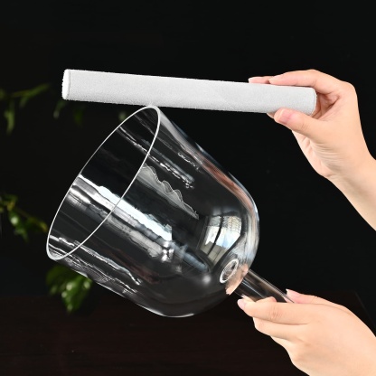 CVNC Handle Clear Crystal Singing Bowl With Carrier Bag For Chakra Healing Meditation