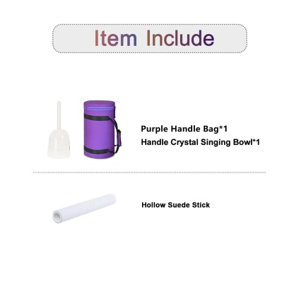 CVNC Handle Clear Cosmic Light Crystal Singing Bowl With Carrier Bag For Chakra Healing Meditation