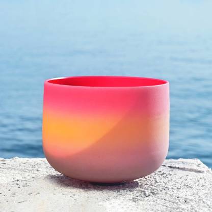 CVNC C Note Root Chakra Rainbow Colored  Frosted Crystal Singing Bowl For Chakra Healing Meditation