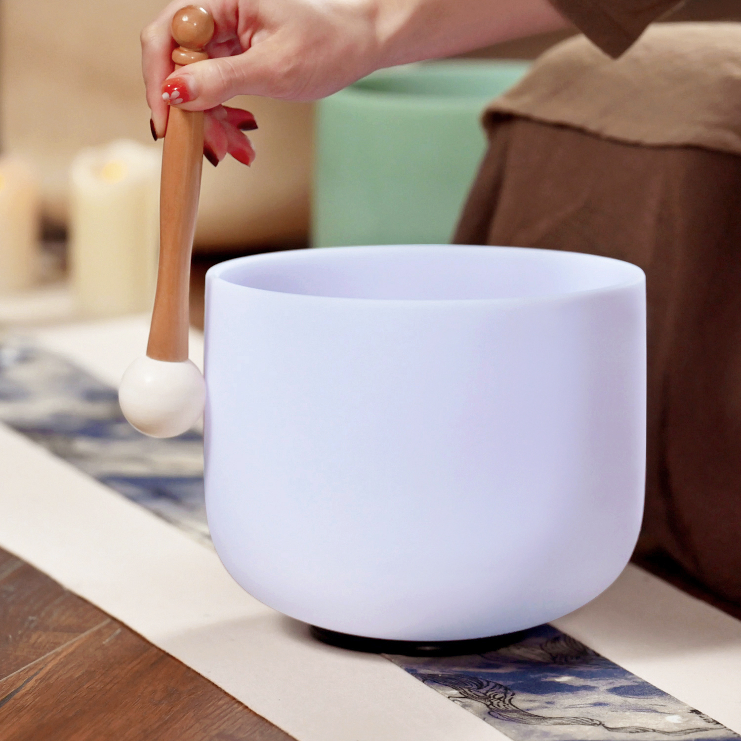CVNC Note B Color Of Amethyst Gemstone Fusion Crystal Singing Bowl For Sound Healing