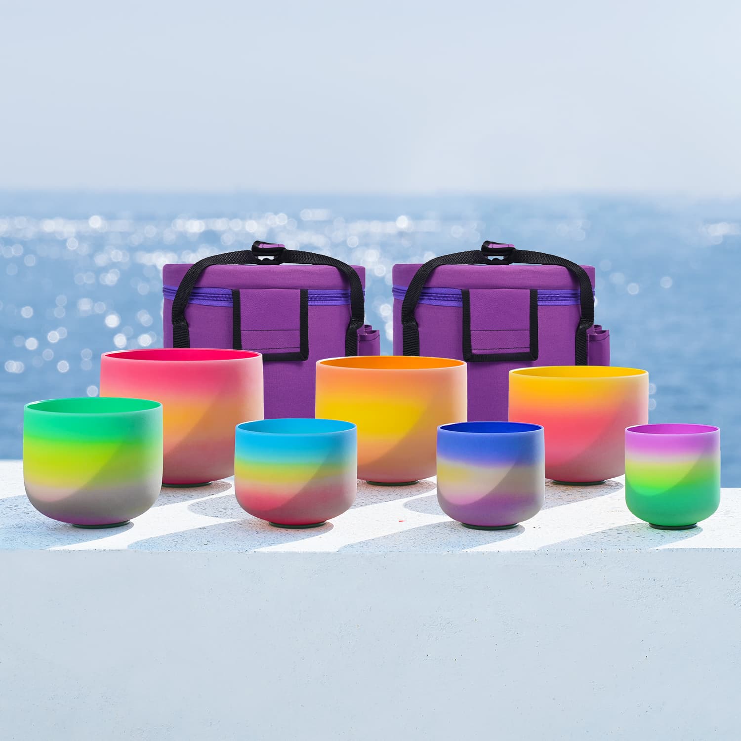 Rainbow Crystal Singing Bowl Set