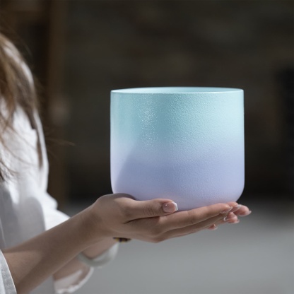 CVNC SaharaIrisBlue Frosted Crystal Singing Bowl For Sound Healing