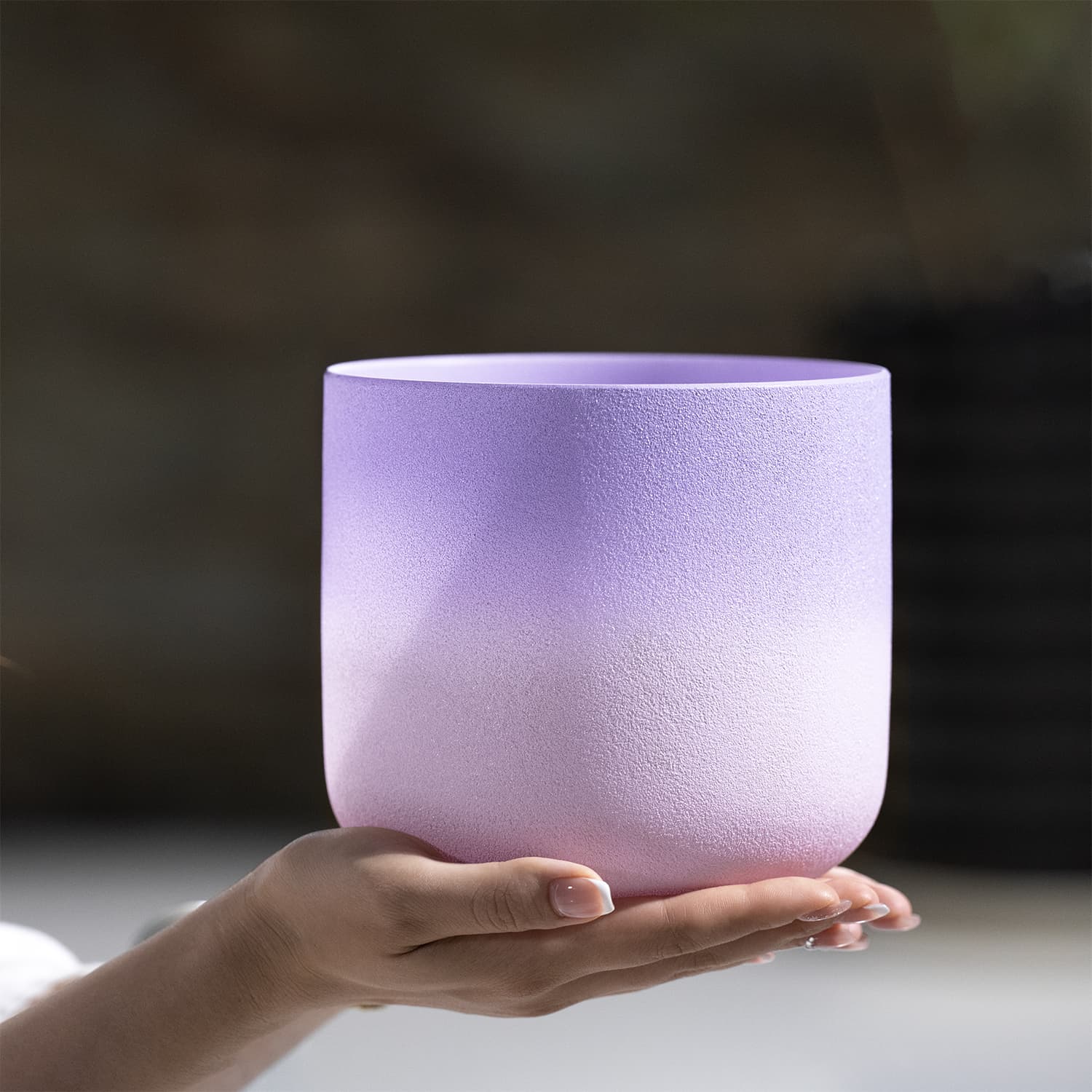 CVNC DesertAmethyst Frosted Crystal Singing Bowl For Chakra Healing Meditation