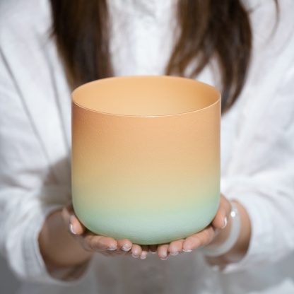 CVNC Desert Sunset Frosted Crystal Singing Bowl For Chakra Healing Meditation
