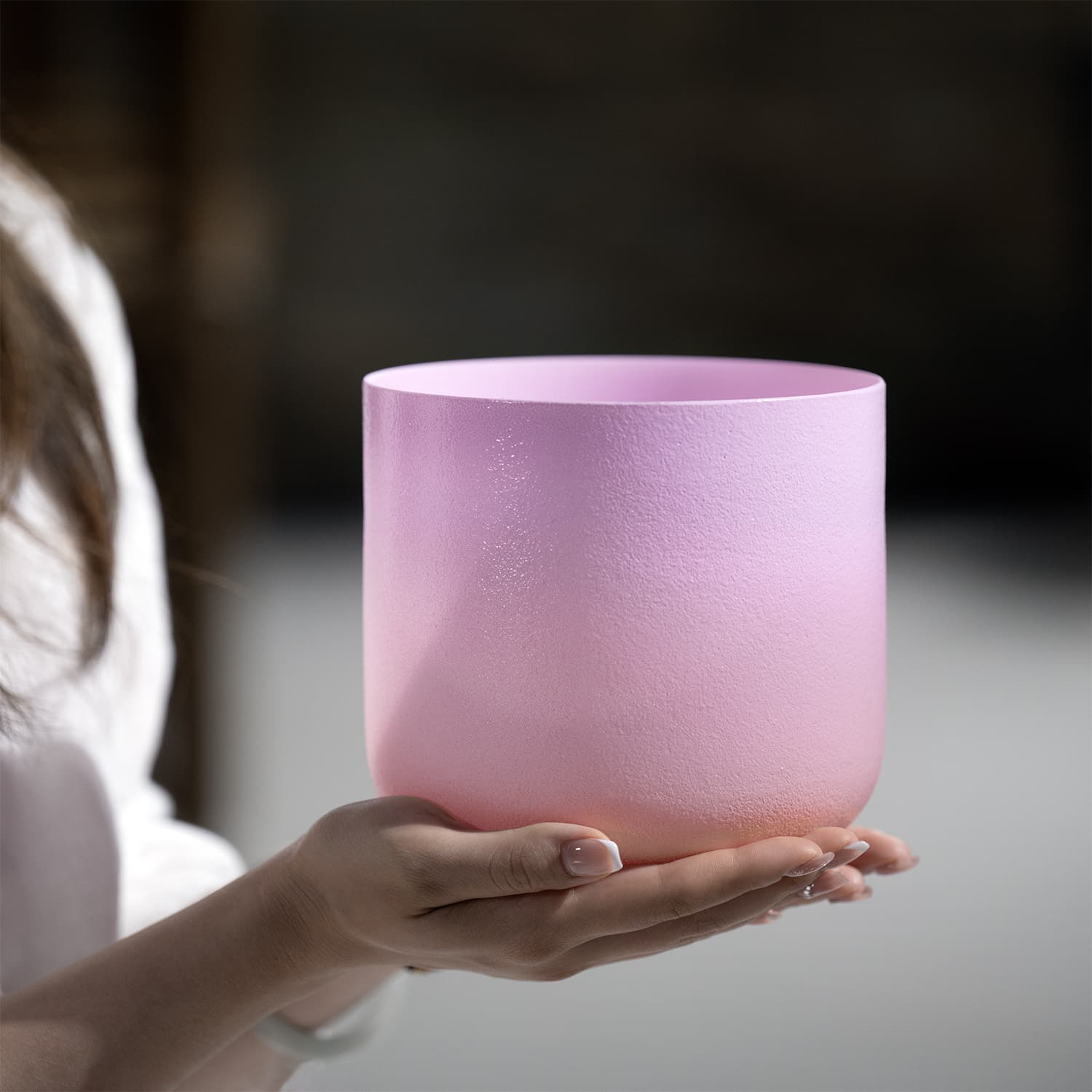 CVNC PinkDune Frosted Crystal Singing Bowl For Sound Healing