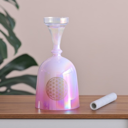 CVNC Dream Pink With Flower Of Life Chalice Crystal Singing Bowl For Chakra Healing Meditation