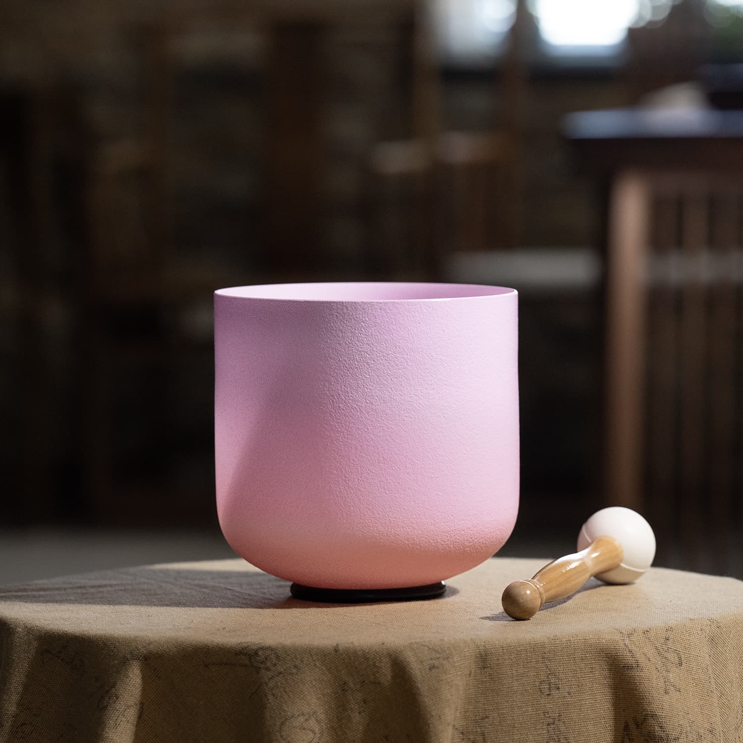 CVNC PinkDune Frosted Crystal Singing Bowl For Sound Healing